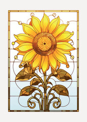 Wall Mural - Stained glass sunflower artwork