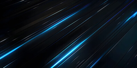 Wall Mural - abstract blue glowing neon lines on a black background with , featuring futuristic geometric shapes 
