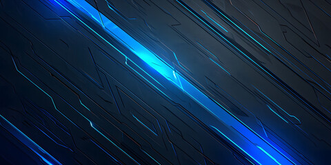 Wall Mural - abstract blue glowing neon lines on a black background with , featuring futuristic geometric shapes 