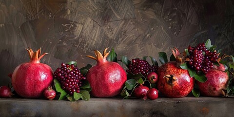 Canvas Print - Photography showcasing the vibrant essence of pomegranates vivid color unique texture and juicy allure Each shot epitomizes the allure of this exquisite fruit