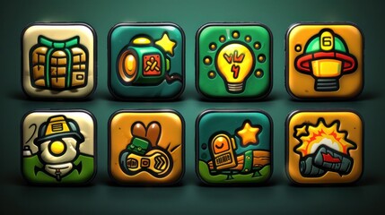 Canvas Print - 3D Cartoon App Icons Set.