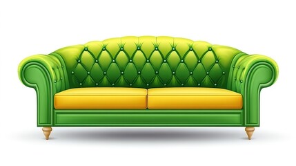 Wall Mural - Modern Yellow-Green Sofa Isolated on White Background Showcasing Contemporary Furniture Design, Minimalist Style, and Interior Decoration Ideas for Living Spaces