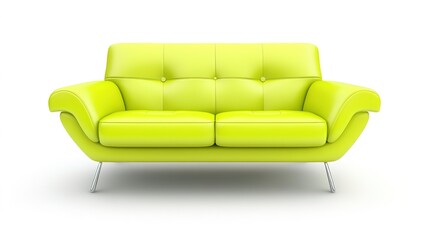 Wall Mural - Modern Yellow-Green Sofa Isolated on White Background Showcasing Contemporary Furniture Design, Minimalist Style, and Interior Decoration Ideas for Living Spaces