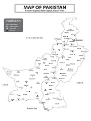 Naklejka na meble Geography politics map of countries. Map of country with capital, state capital and major city.