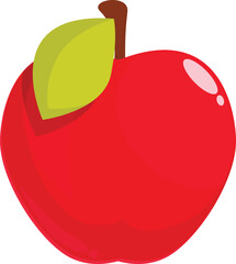 Canvas Print - Shiny red apple with a green leaf, conveying freshness and health