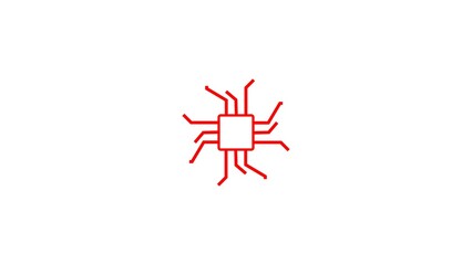 computer processor icon red color 4k illustration. simple logotype CPU icon White background 4k illustration. 