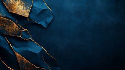 Poster - Blue background with gold decorations on both sides, dark tones