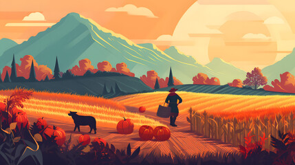 Wall Mural - Harvest Games illustration flat Vector