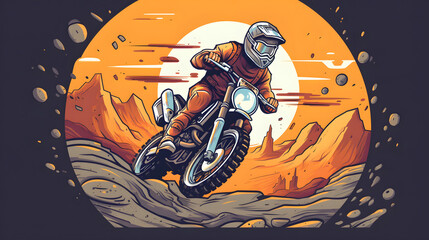 Wall Mural - Motorcycle Games Illustration Flat Vector