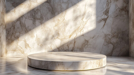 Wall Mural - marble podium background with generative ai. realistic pedestal for product display presentation wit