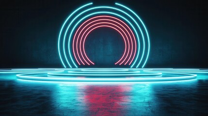 Poster - Futuristic Neon Lights Abstract Background.