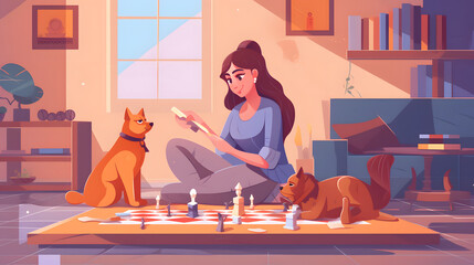 Wall Mural - Pet games Illustration Flat Vector