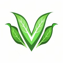 Poster - Vegetarian Symbol. Organic Vegan Logo Design with Green Leaves for Vegetarian-Friendly Diet