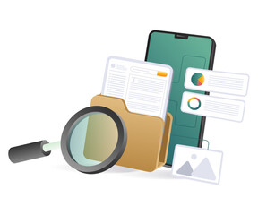 Wall Mural - folder data analysis in smartphone technology
