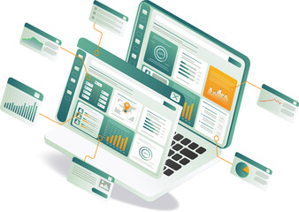 Wall Mural - graph on laptop screen, symbolizing digital analytics