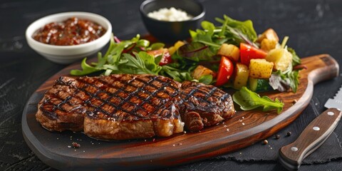 Poster - Grilled Steak with Salad and Baked Potato