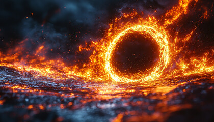 Wall Mural - bright flame burning in dark night sky, glowing heat generated by ai
