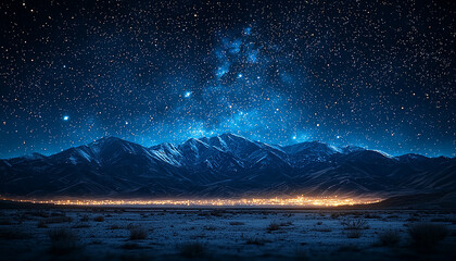 Wall Mural - milky way galaxy star space mountain nature landscape generated by ai