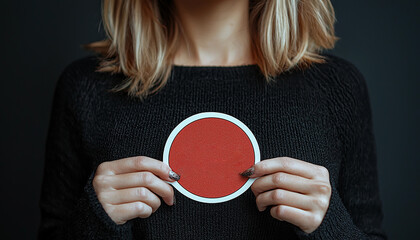 Poster - Woman holding heart shape, showing love and happiness generated by AI