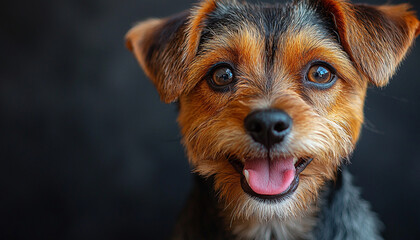 Canvas Print - Cute small puppy portrait looking at camera indoors generated by AI