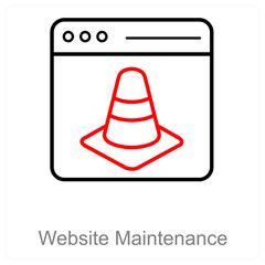 Website Maintenance and website construction icon concept