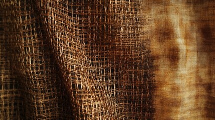 Wall Mural - Brown fabric texture woven. Generative AI