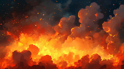 Wall Mural - illustration of the Sky Scene burning completely, the fire is burning