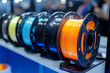 © Emanuel - Plastic filaments for 3D printers. 3D printing filament spool on a holder