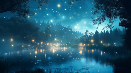 Wall Mural - night city in the night