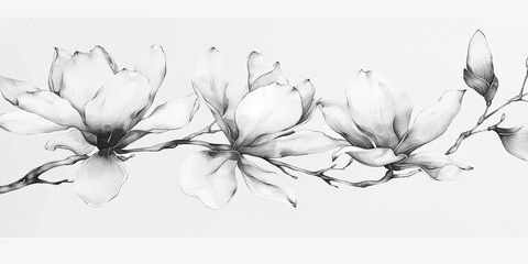 Poster - black and white flowers