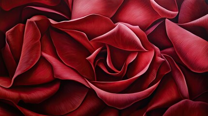 Canvas Print - Rose petals velvety crimson. Generative AI