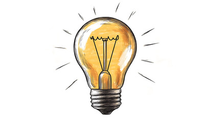 Wall Mural - Light bulb sketch. Electric light, energy concept. Hand drawn vector illustration