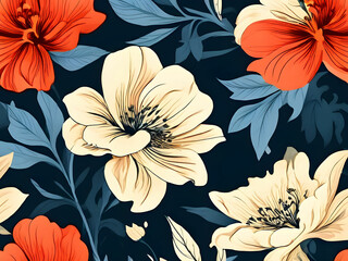 Wall Mural - a bright flower-patterned background generative ai