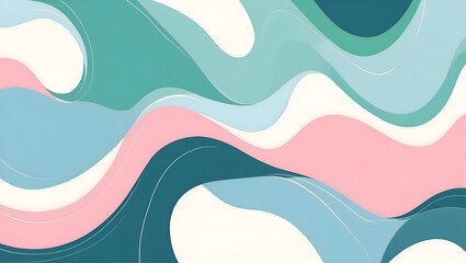 Wall Mural - An abstract pattern with wavy lines in pastel colors, creating a soothing and gentle visual effect