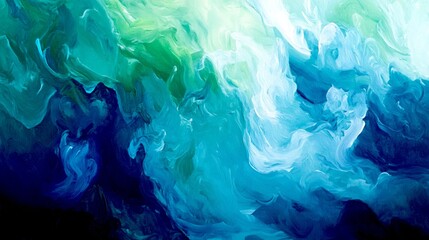 Wall Mural - A stunning abstract composition featuring swirling shades of blue and green. This vibrant artwork captures fluidity and movement in a modern artistic style. Perfect for decorating spaces. AI