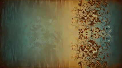 Wall Mural - abstract background with a vintage theme, incorporating swirling patterns and faded floral motifs