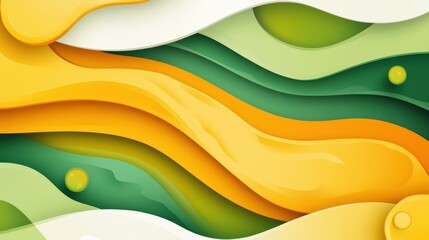 Wall Mural - Vibrant green and yellow abstract banner featuring modern flat illustrations with playful textures for your design needs.