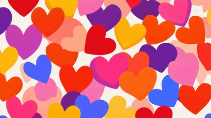 Sticker - Create a vibrant Valentines Day backdrop with multicoloured hearts, perfect for celebrating love in style. Brighten your day