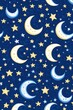 © CrazyJuke - A whimsical pattern featuring blue moons and yellow stars, perfect for adding a celestial touch to any design.