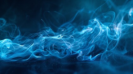 Canvas Print - Ethereal azure fumes amidst dark backdrop of incense trails.