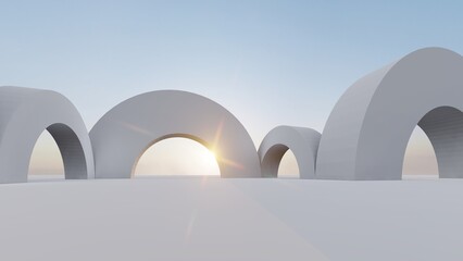 Abstract architecture background arched interior 3d render