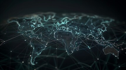 Wall Mural - Global Network Connection World Map Abstract Technology Background