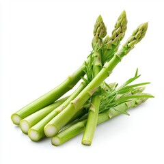 Fresh green asparagus spears isolated on white background.