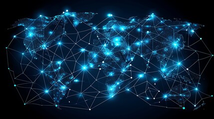 Wall Mural - Global Network Connection  Abstract World Map  Digital Technology