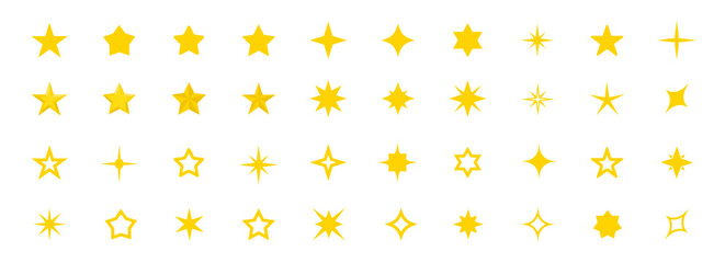 Wall Mural - stars icon collection. different star shapes. black stars icon set. sparkle star icon set. falling s