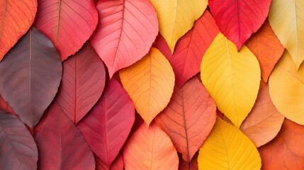 Vibrant collection of colorful leaves showcasing shades of red, orange, and yellow in a beautiful natural arrangement.