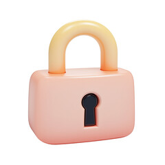 3d rendering icon lock illustration PNG. cartoon minimal style on transparent isolated background.