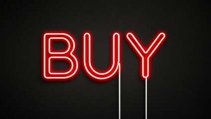 Wall Mural - neon backlit style of the word buy on a black grainy background