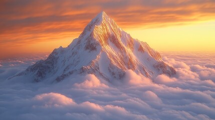 Sticker - Majestic Mountain Peak Above the Clouds at Sunset