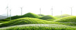 © Ton Photographer4289 - Wind turbines and grassy hills flora isolated against transparent background. Natural energy concept